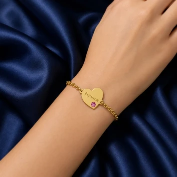 Gouden armband met hartje en steentje Names4ever