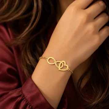 Gouden armband met infinity en hartje Names4ever