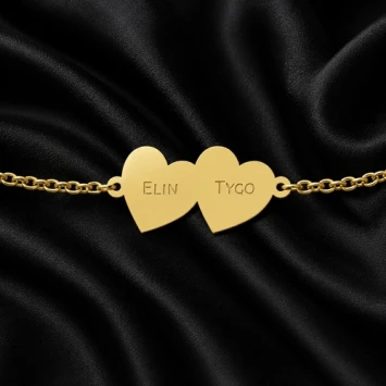 Gouden armband met twee harten