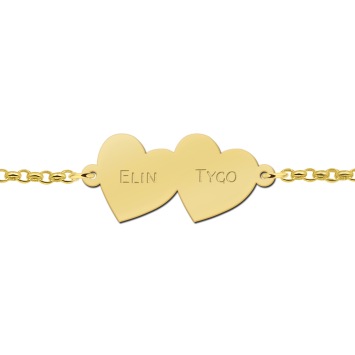 Gouden armband met twee harten