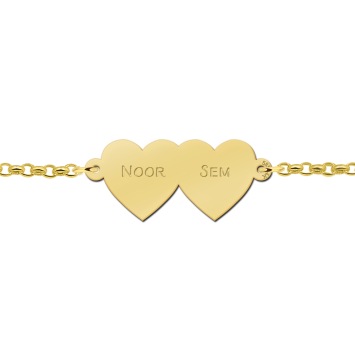 Gouden armband met twee hartjes Names4ever