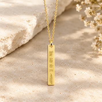 Gouden Bar naamketting hanger met gravure en Veer Names4Ever