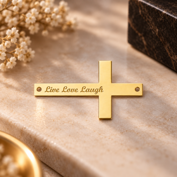 Gouden Bar naamketting Kruisje