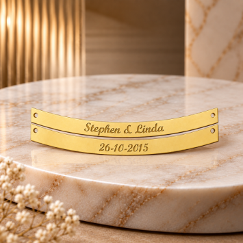 Gouden Bar naamketting Rond Names4Ever