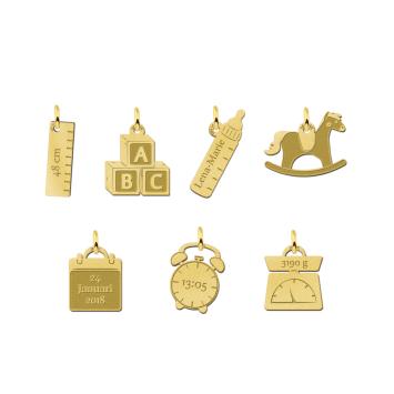 Gouden geboorte armband met losse bedels bedels