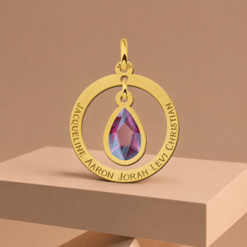 Gouden druppel hanger met steen