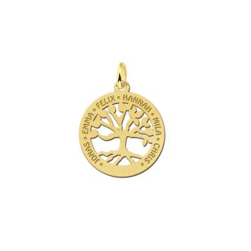 gouden familiehanger stamboom rond klein