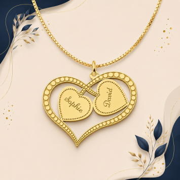 Gouden familiehanger twee harten