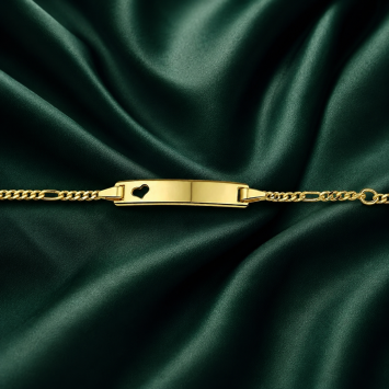 Gouden figaro armbandje met uitgesneden hartje
