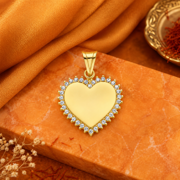 Gouden graveerhanger hart met zirkonia's