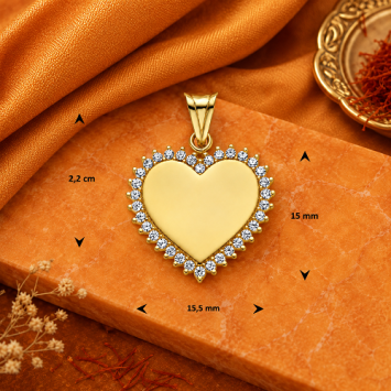 Gouden graveerhanger hart met zirkonia's