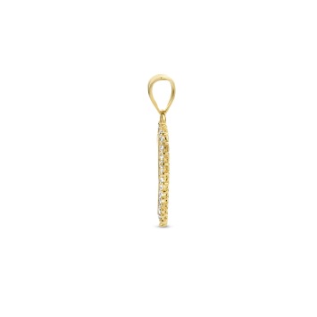 Gouden graveerhanger hart met zirkonia's en graveren