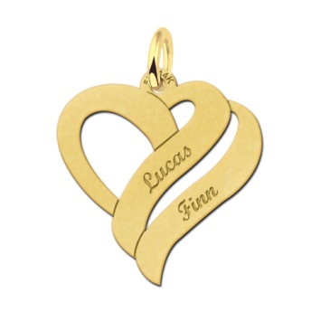 Gouen hanger hart met twee namen graveren