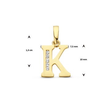 Gouden hanger letter K met zirkonia