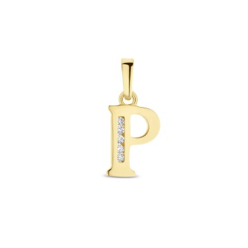 Gouden hanger letter P met zirkonia's