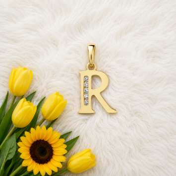Gouden hanger letter zirkonia