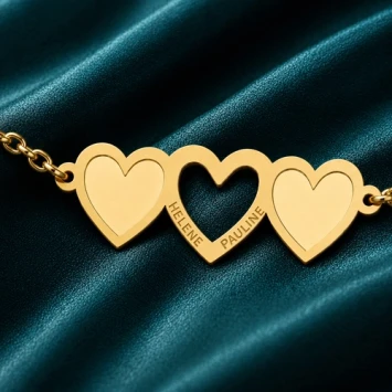 Gouden hart armband met drie hartjes Names4ever