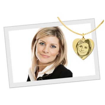 Gouden hart ketting hanger met foto graveren