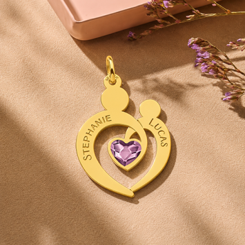 Gouden hart ketting met steen en gravure