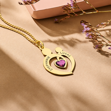 Gouden hart ketting met steen en gravure