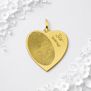 Gouden harthanger met vingerafdruk en eigen tekst Names4ever