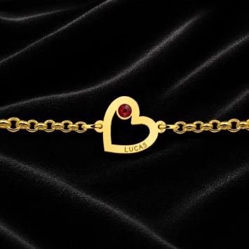 Gouden hartjes armband met steentje Names4ever