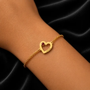 Gouden hartjes armband met steentje Names4ever