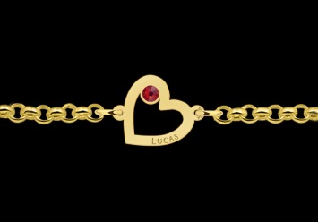 Gouden hartjes armband met steentje Names4ever