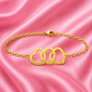 Gouden armband met drie hartjes Names4ever