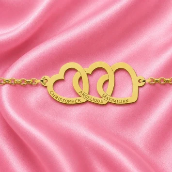 Gouden armband met drie hartjes Names4ever