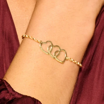 Gouden armband met drie hartjes Names4ever
