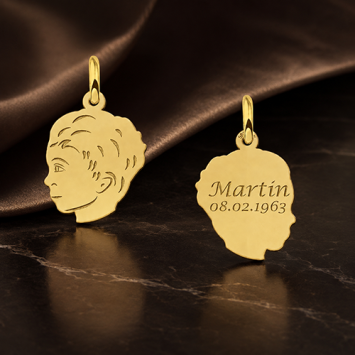 Gouden jongens hanger met gravure klein Names4ever