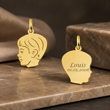 Gouden jongens kinderkopje met gravure klein Names4ever