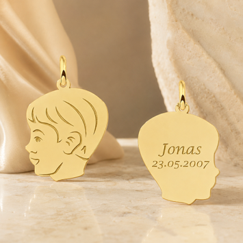 Gouden jongens kinderkopje met gravure Names4ever