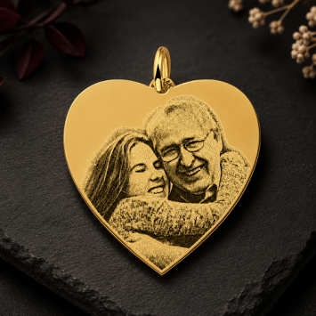 Gouden ketting met foto hanger hart