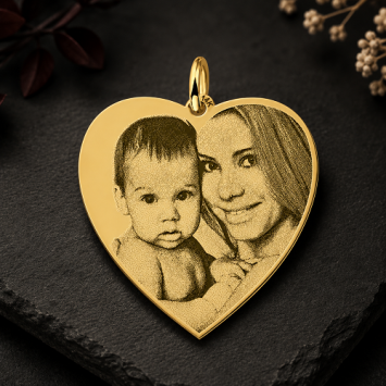 Gouden ketting met foto hanger hart