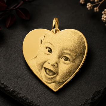 Gouden ketting met foto hanger hart