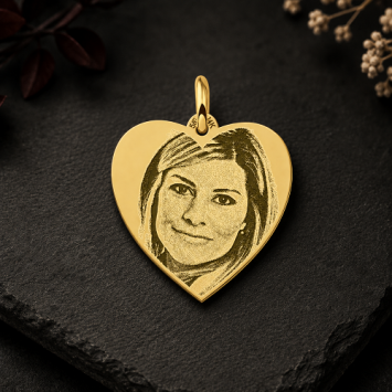 Gouden ketting met foto hanger hart