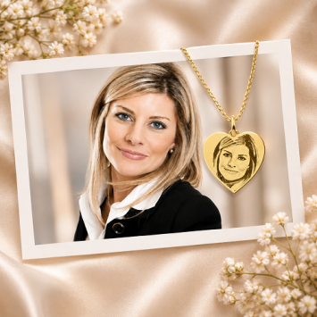Gouden ketting met foto hanger hart