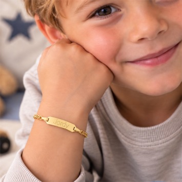 Gouden kinderarmband met graveerplaatje