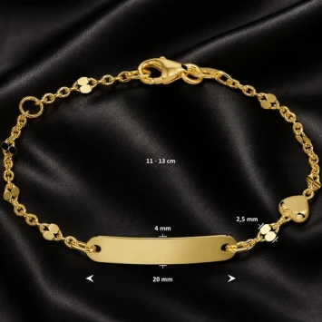 14 karaat gouden kinderarmbandje met hartje en gravure