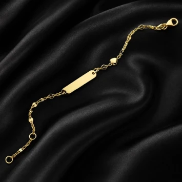 14 karaat gouden kinderarmbandje met hartje en gravure