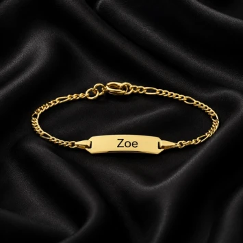 Gouden kinderarmbandje met naamplaatje