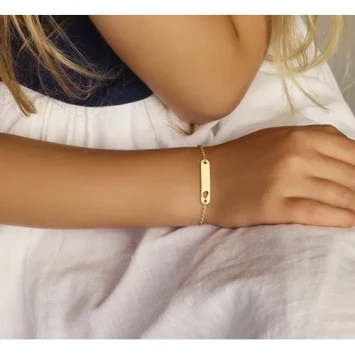 Gouden kinderarmbandje met plaat en uitgestanst hartje