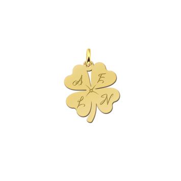 gouden klaverhanger met initialen