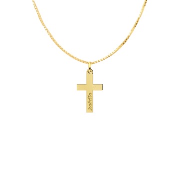 Gouden kruis hanger graveren