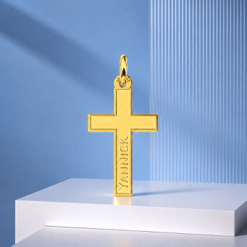 Gouden kruis hanger met naam – Eerste Communie Ketting (Graveerbaar)