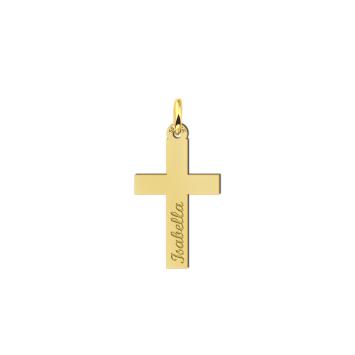Gouden kruishanger met naam gravure - gepersonaliseerd communie kruis