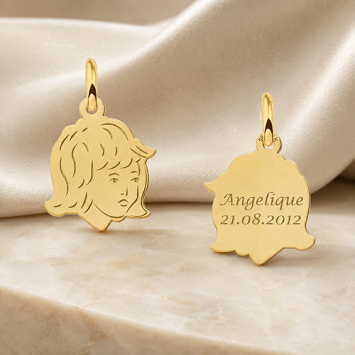 Gouden meisjes kinderkopje met achterkant gravure klein Names4ever