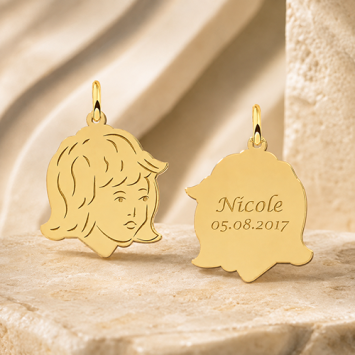 Gouden meisjes kinderkopje met achterkant gravure Names4ever